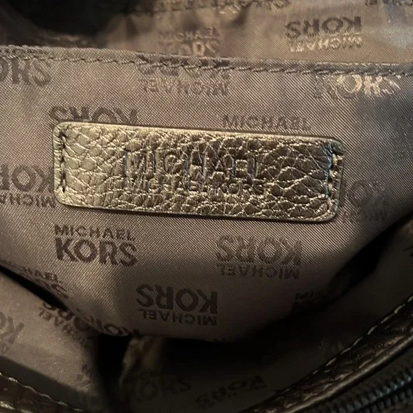 Michael Kors Leather Hamilton Jewel Tote Gunmetal Metallic Shoulder Bag Purse - Picture 11 of 11